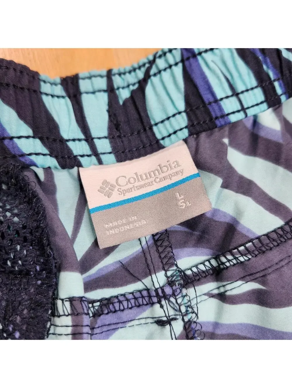 Columbia Men's Swim Trunks with Blue Leaf Print